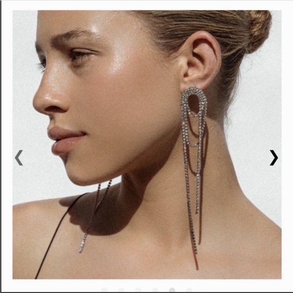 Anthropologie Shashi Vroom Long Rhinestone Prom Earrings - Picture 3 of 12